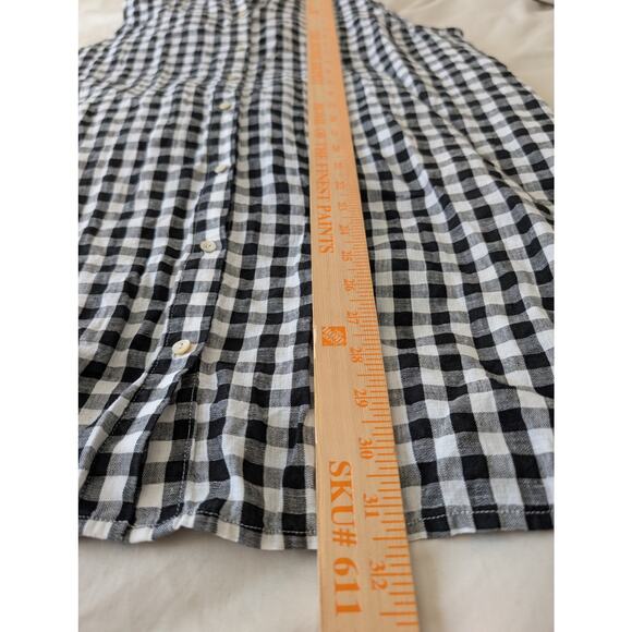 Eileen Fisher Organic Linen Gingham Tunic Shirt Large Black White Coastal - Picture 6 of 8